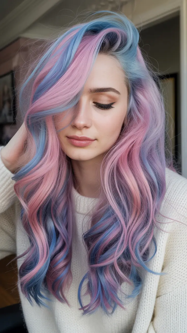 spring hair color trends Cotton Candy Waves for Playful Spring Energy
