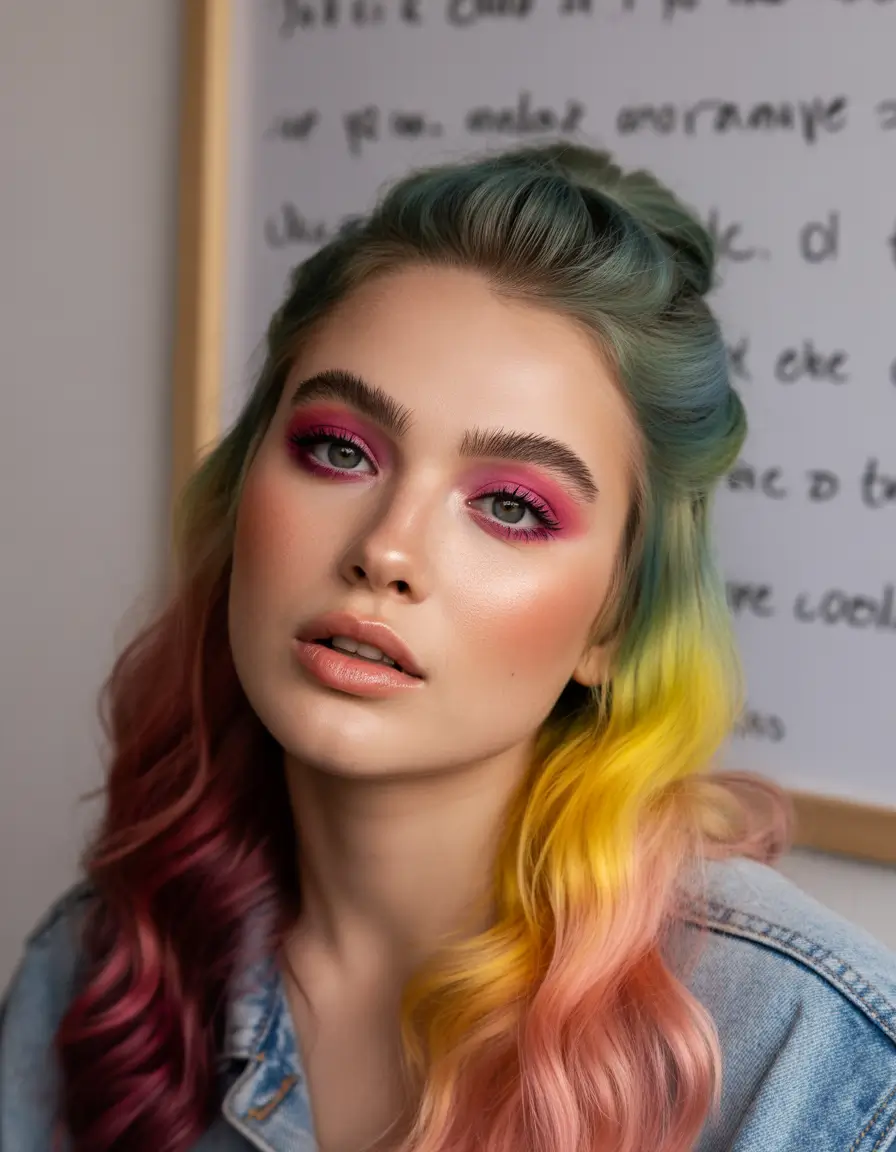spring hair color trends Soft Rainbow Melt Waves for Everyday Wearable Fantasy