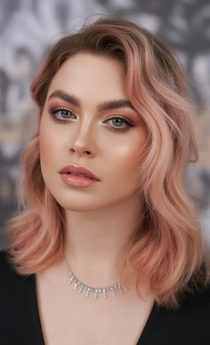 spring hair color trends Peach Champagne Waves for Soft Feminine Glow