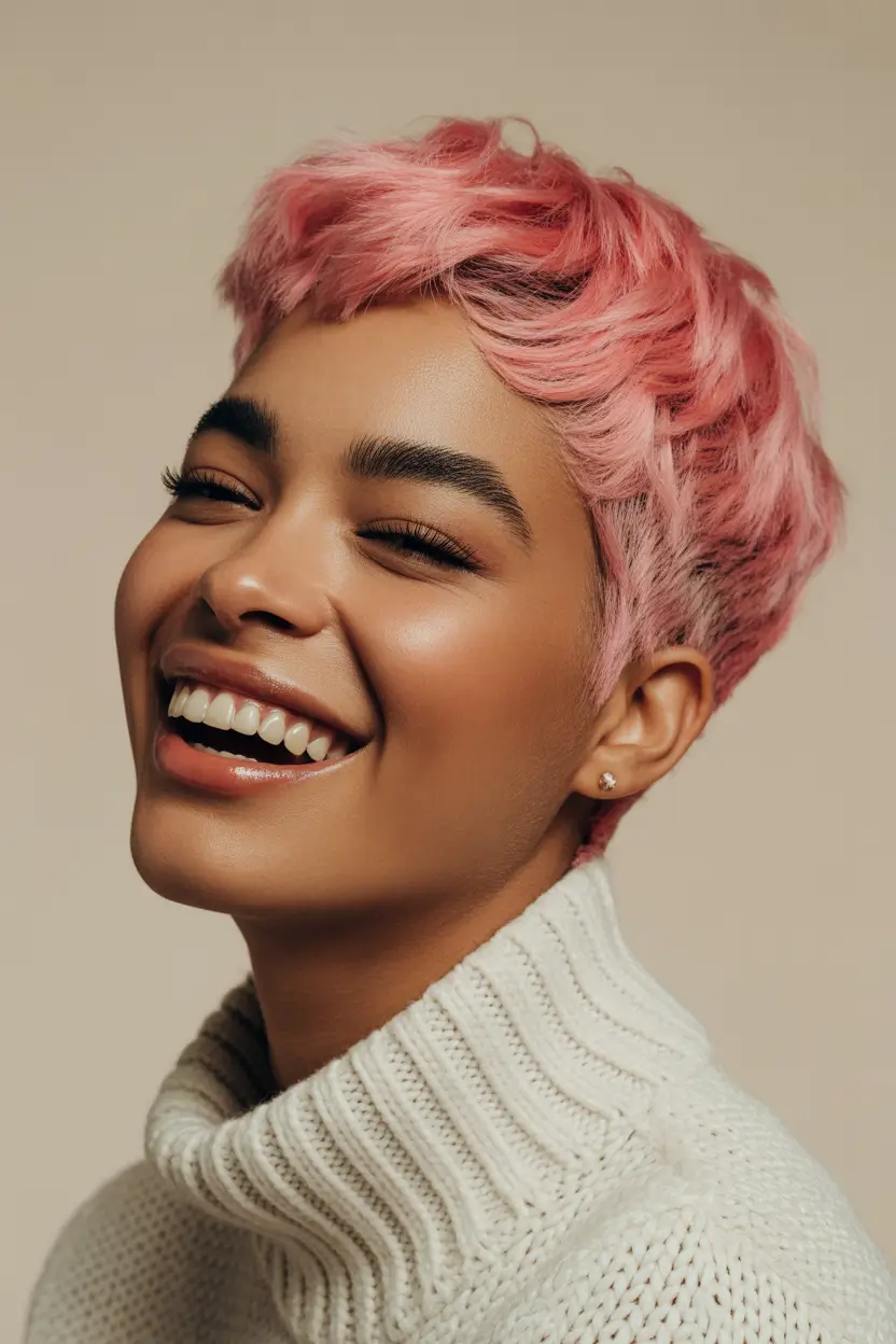 spring hair color trends Blush Pink Pixie for Fearless Short Hair Energy