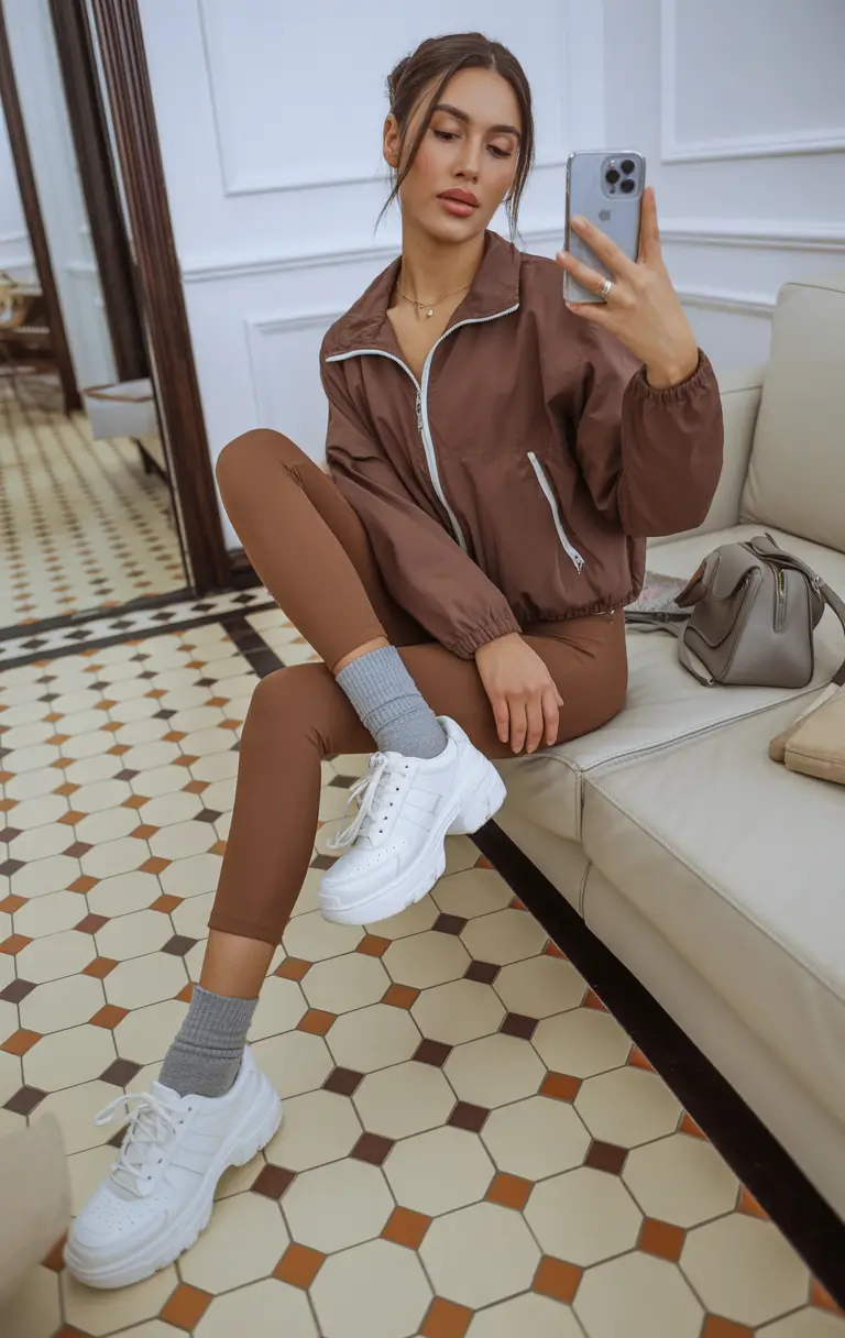 leggings outfit spring Chocolate Athleisure for Quiet Spring Errands