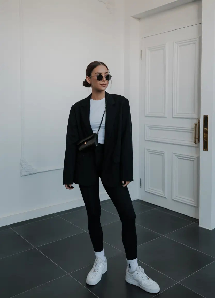 leggings outfit spring Oversized Blazers That Turn Leggings Into City Uniforms