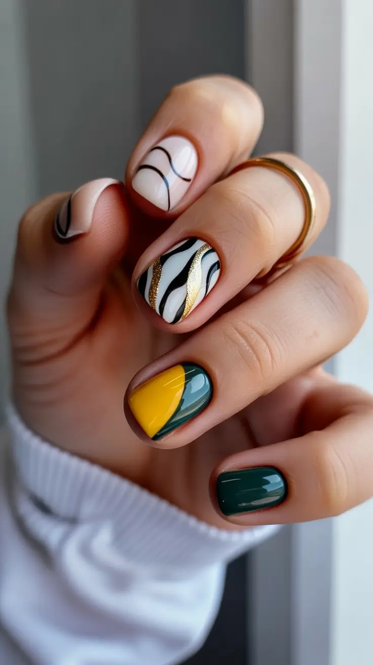 spring nails square Abstract Spring Color Blocking with Artistic Square Nails