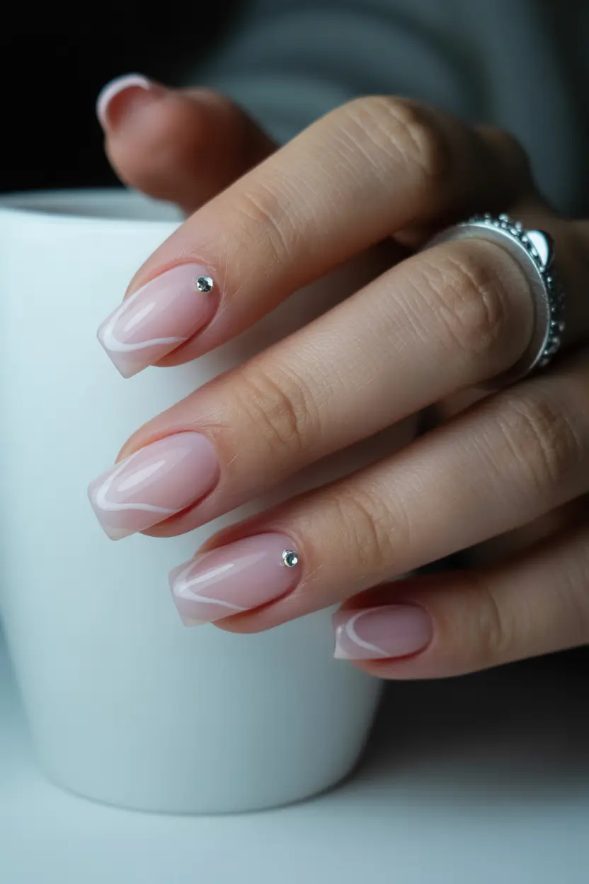 spring nails square Minimalist Glossy Square Nails with Modern Detail