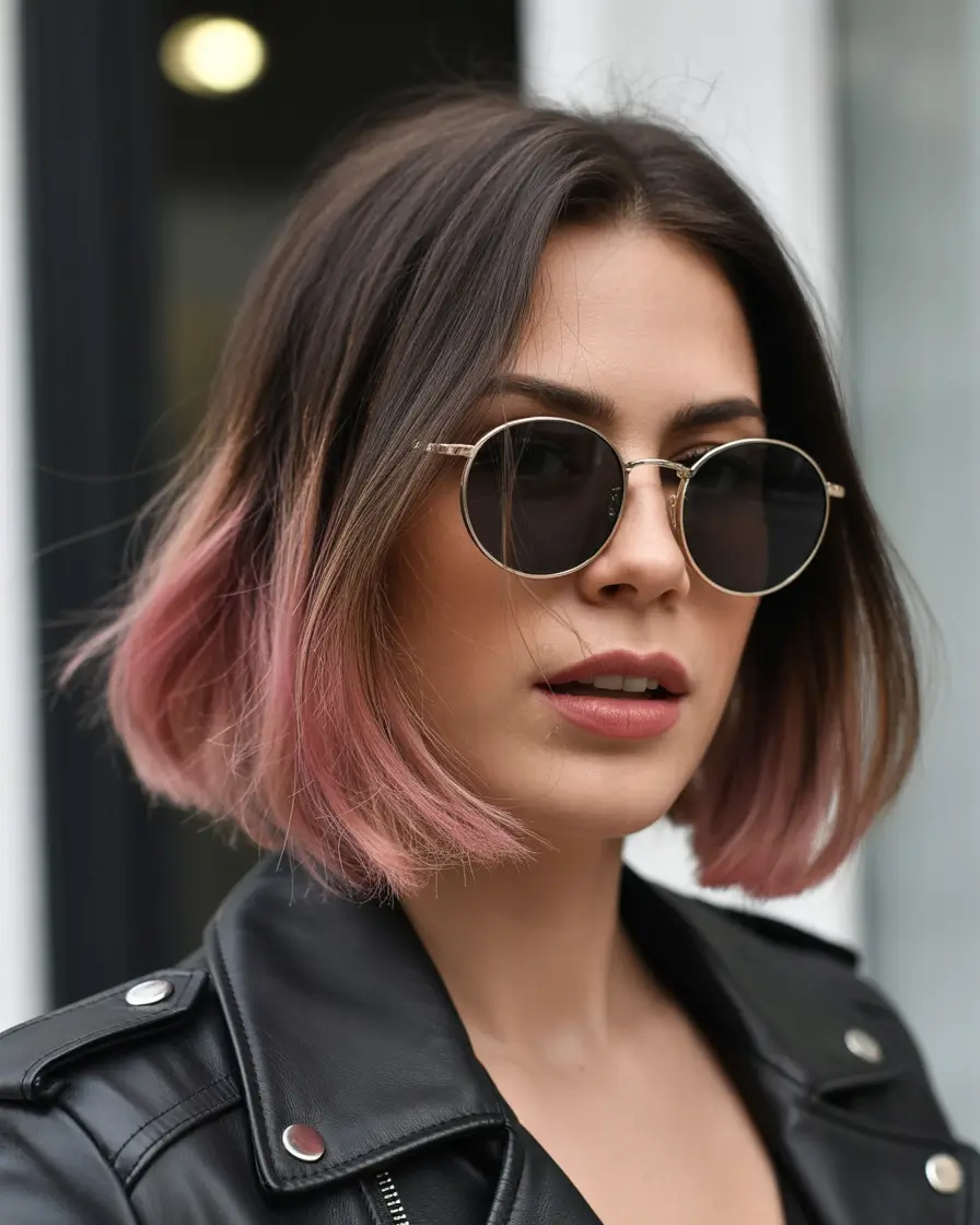 spring ombre hair color Soft Pink Ombre Bob With Modern Edge