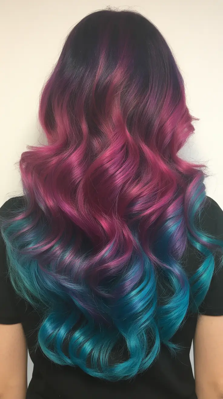 spring ombre hair color Mermaid Fusion Ombre With Pink And Teal Ends