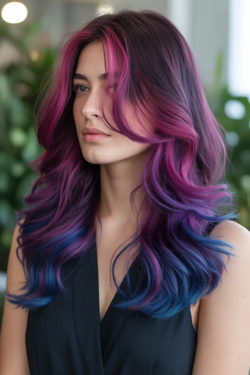 spring ombre hair color Berry Dimension With Blue Undercurrents