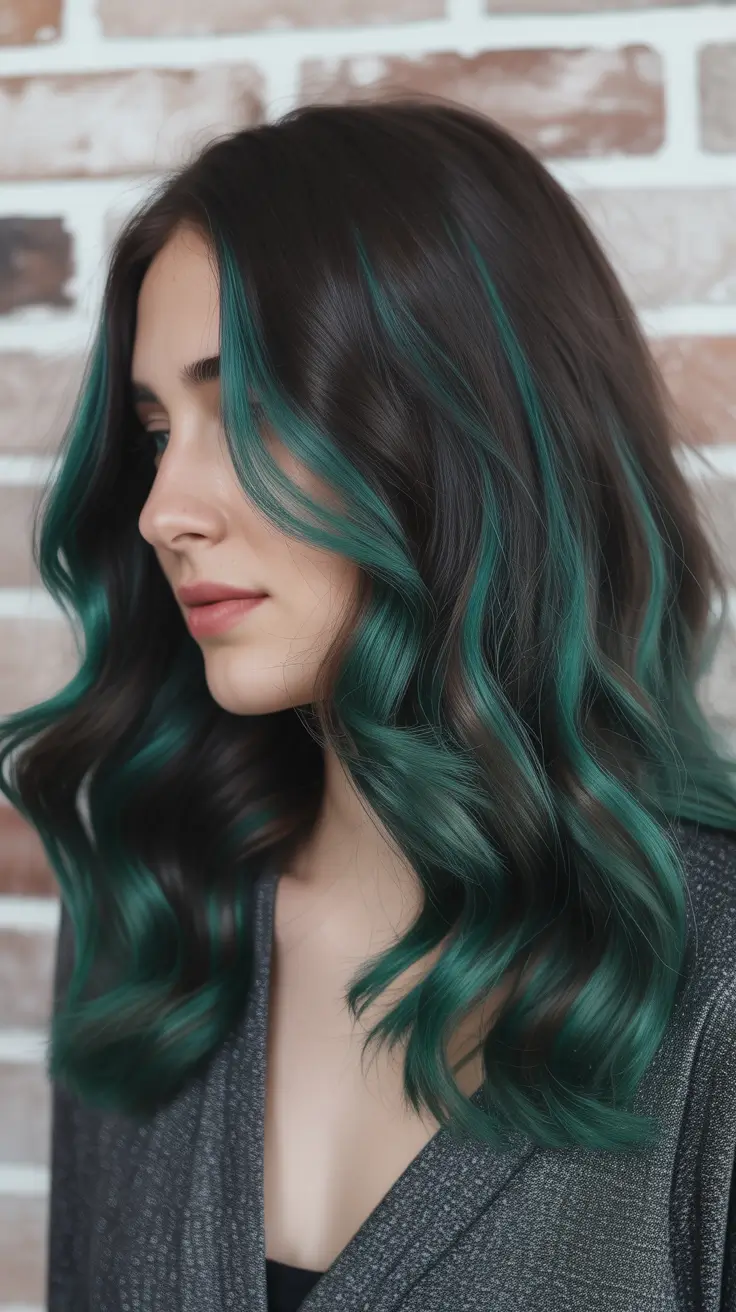 spring ombre hair color Emerald Shadow Ombre For Deep Brunette Elegance