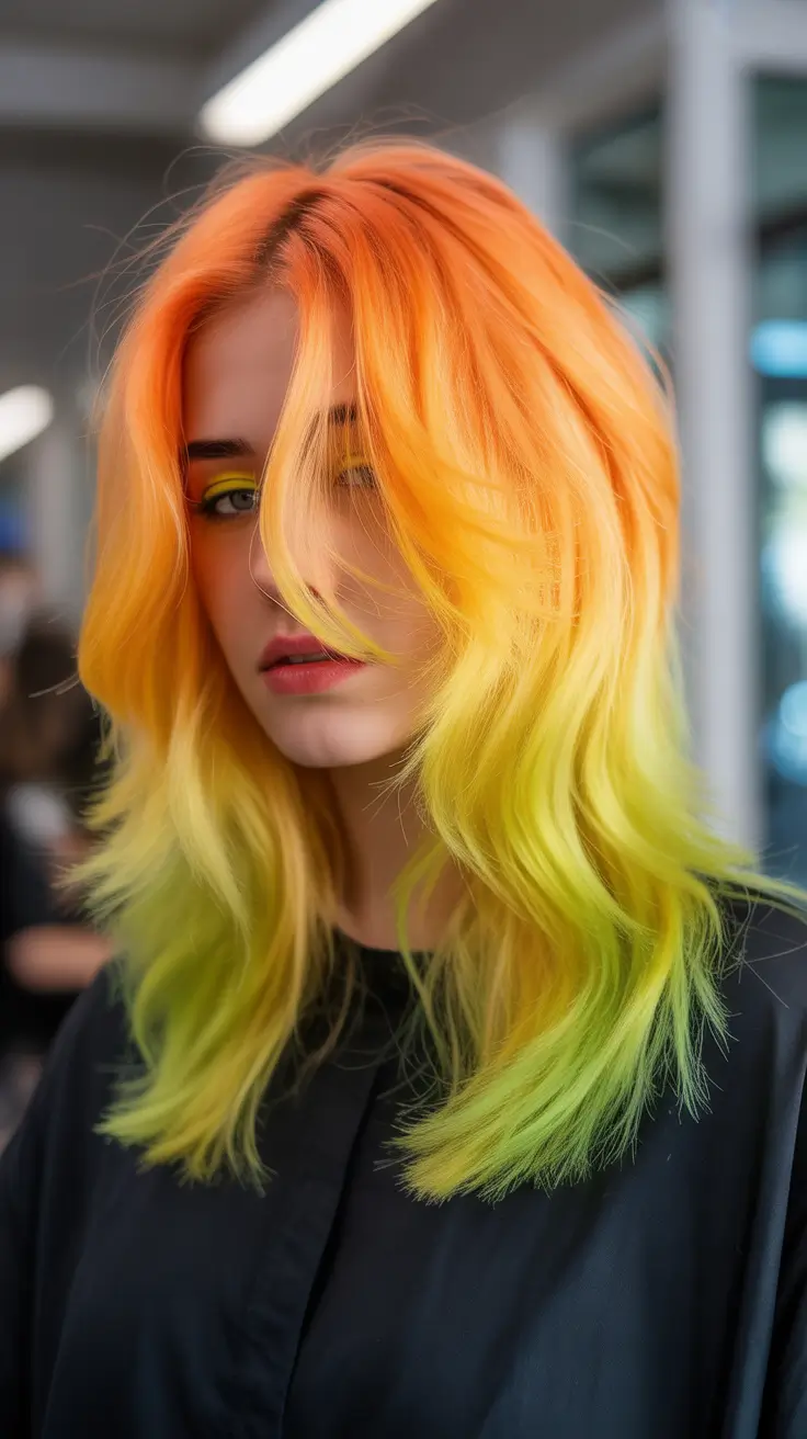 spring ombre hair color Sunset Citrus Ombre With Neon Energy