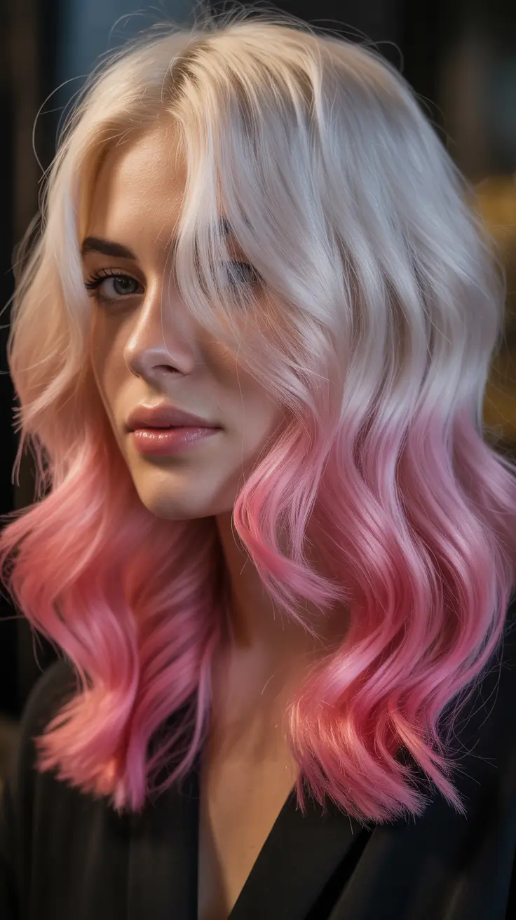 spring ombre hair color Soft Vanilla Blonde With Pink Melt