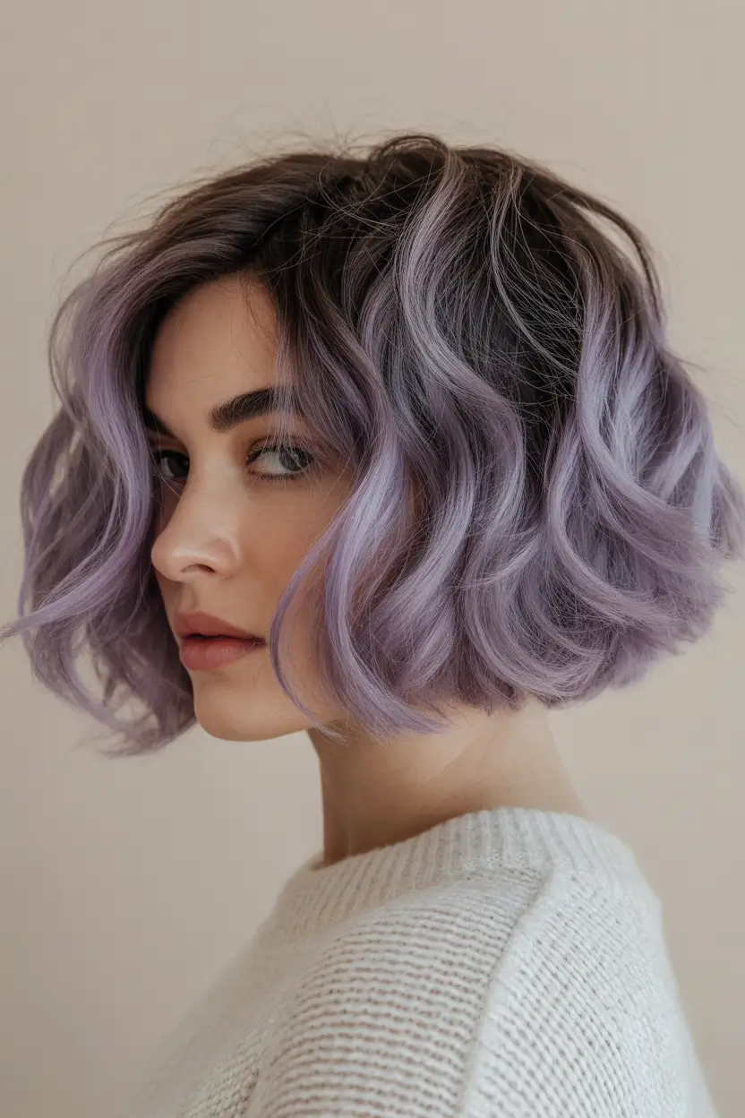 spring ombre hair color Soft Lavender French Bob With Airy Texture