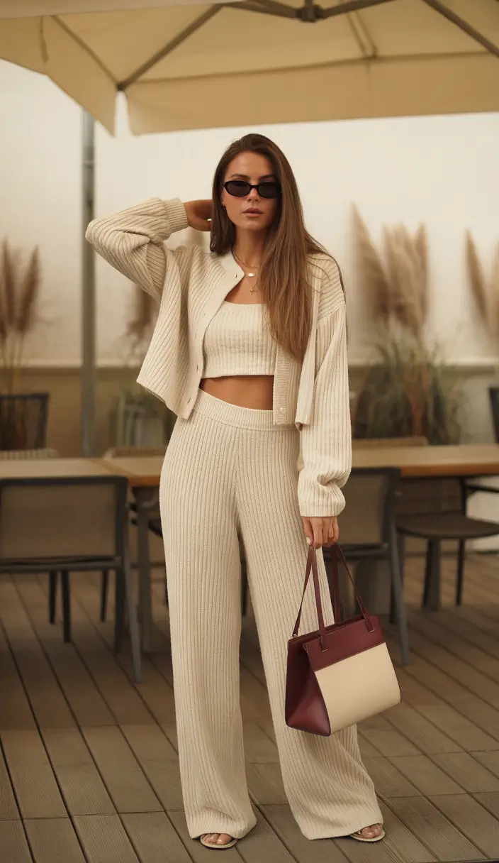 Spring vacation outfits Neutral Knit Sets for Elevated Spring Evenings