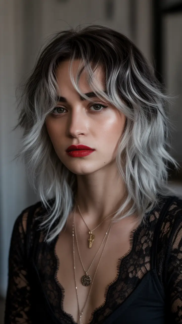 spring shag hairstyle Soft Silver Rebel Shag With Modern Texture