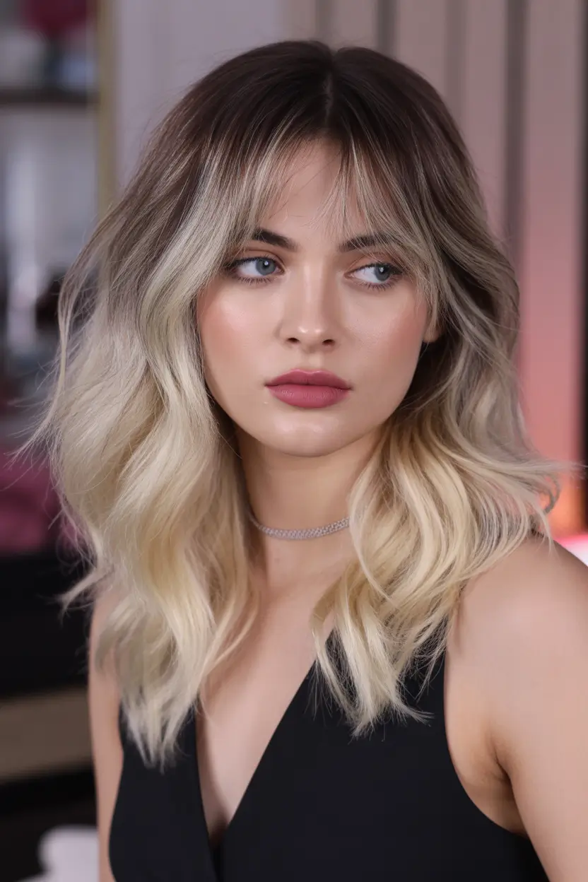 spring shag hairstyle Dimensional Blonde Medium Shag With Lived-In Roots