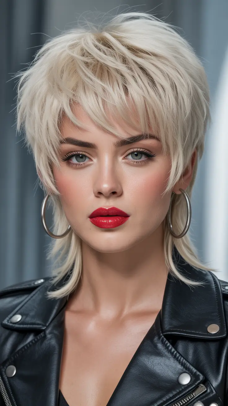 spring shag hairstyle Platinum Short Layered Shag With Modern Edge
