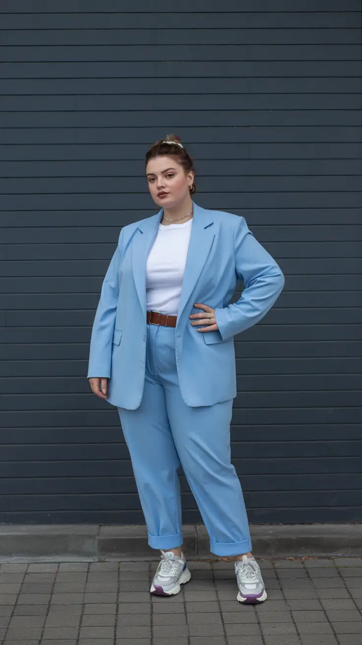plus size spring outfits Tailored Blue for Modern City Days