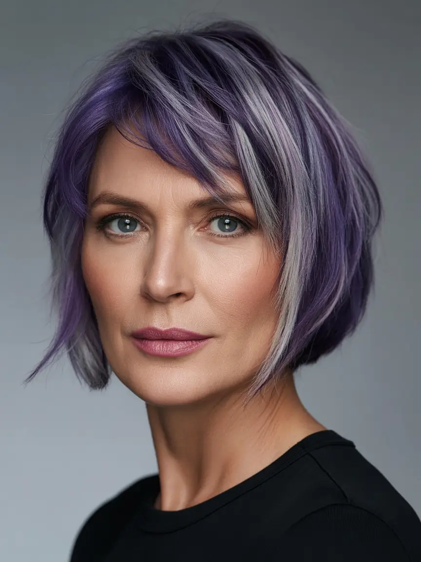 spring bob haircut Modern Pixie-Bob With Violet Tones