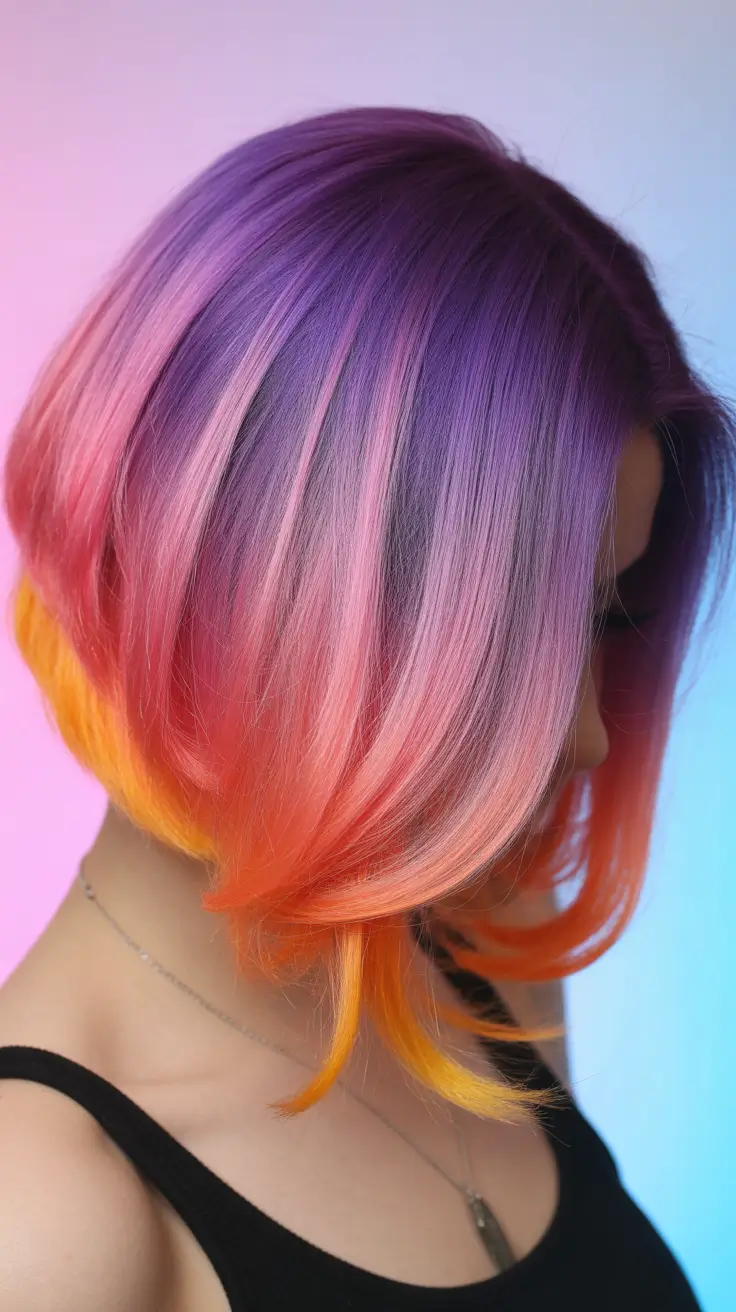 spring bob haircut Bold Color-Block Bob With Straight Glassy Finish