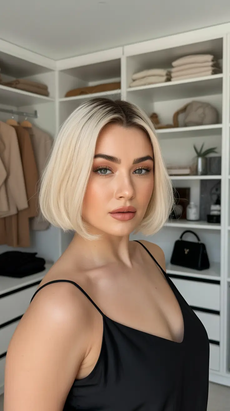 spring bob haircut Platinum Blunt Bob With Closet-Clean Girl Energy