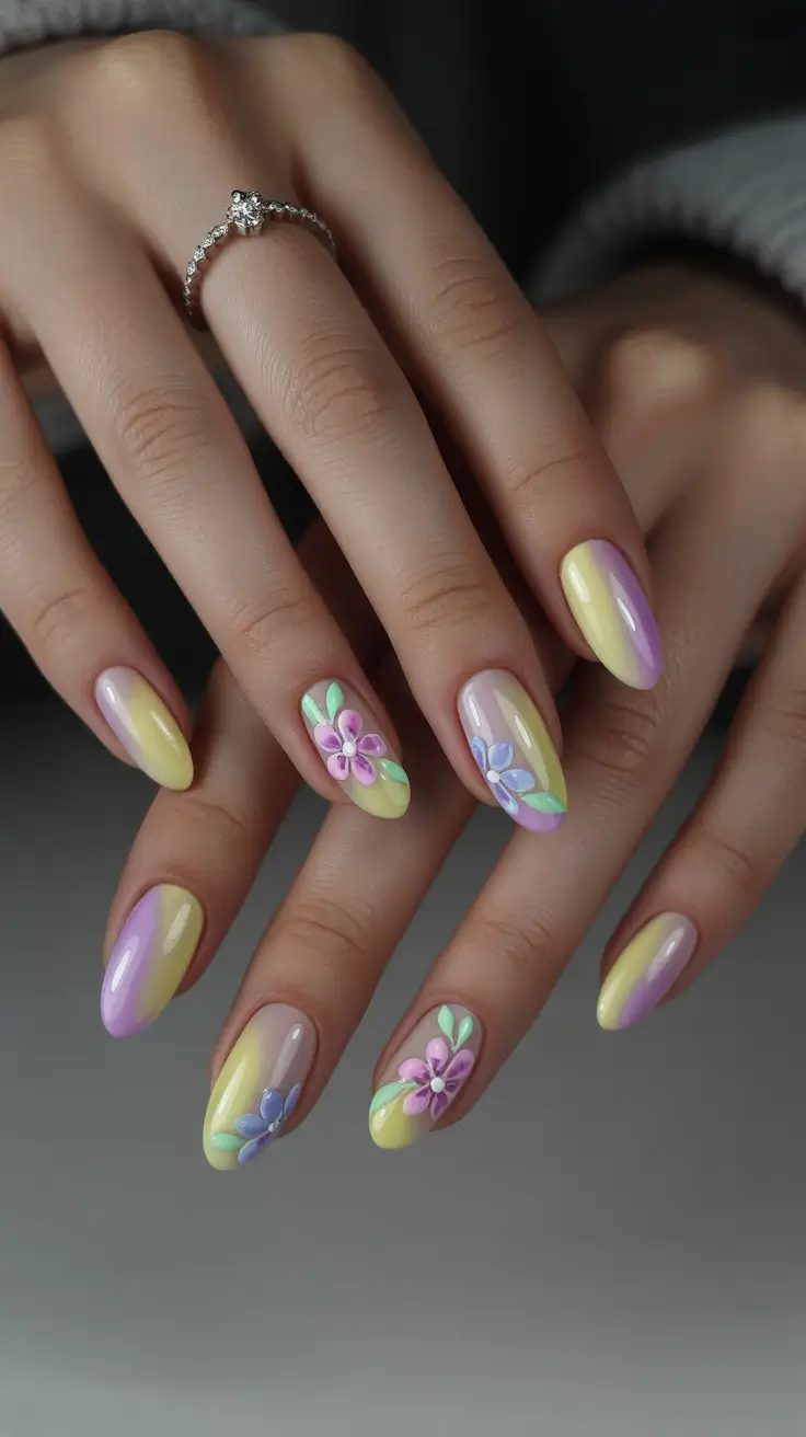 spring floral nails Pastel Petal Harmony in Soft Spring Colors