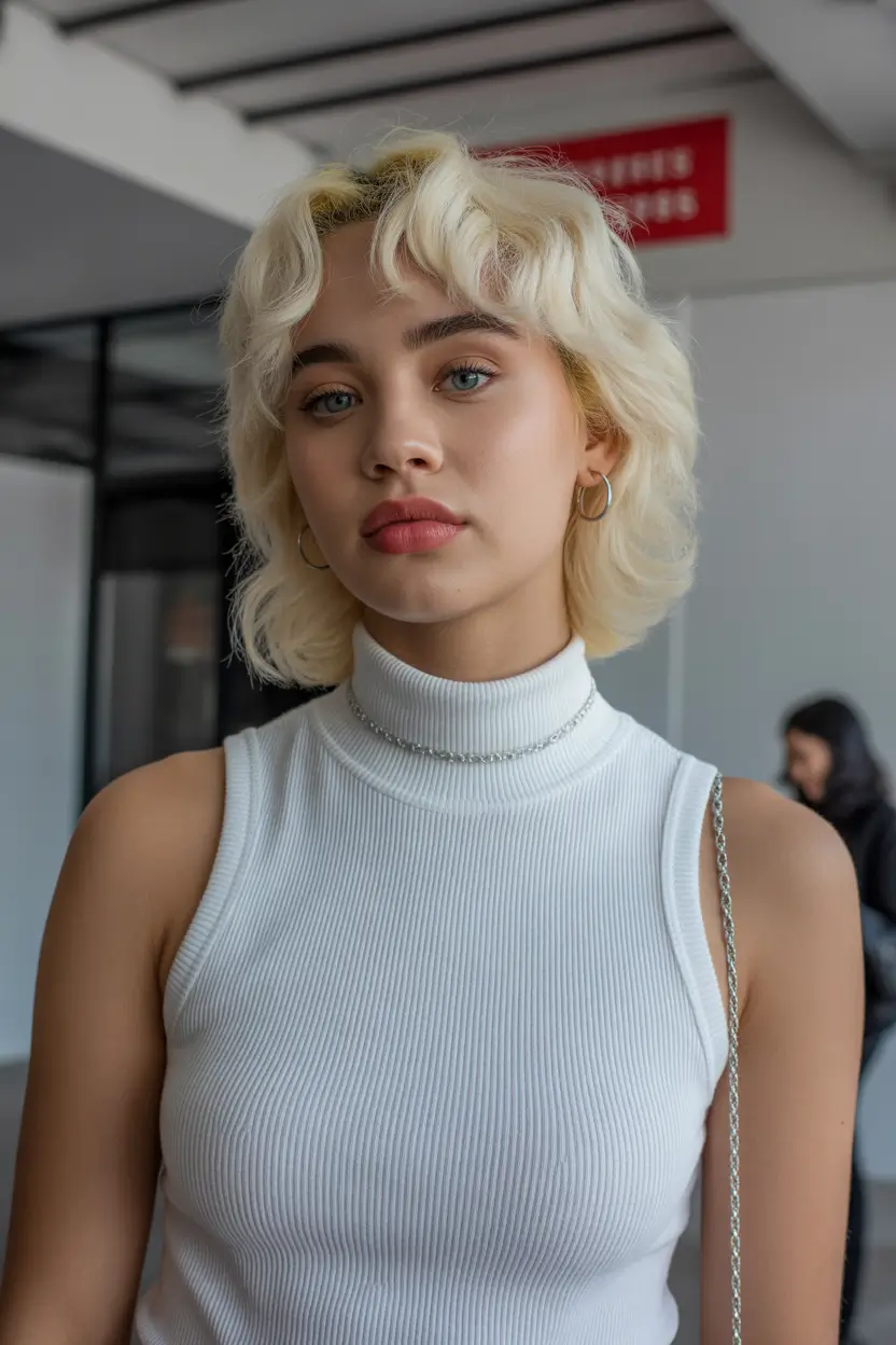 spring hair color for tan skin Butter Blonde Bob Fringe