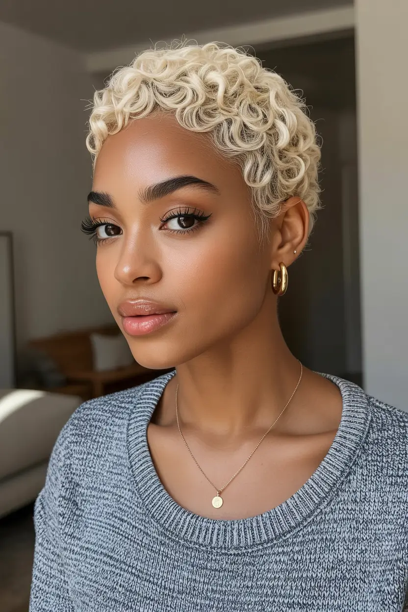 spring hair color warm skin tone Vanilla Honey Micro-Curls Crop