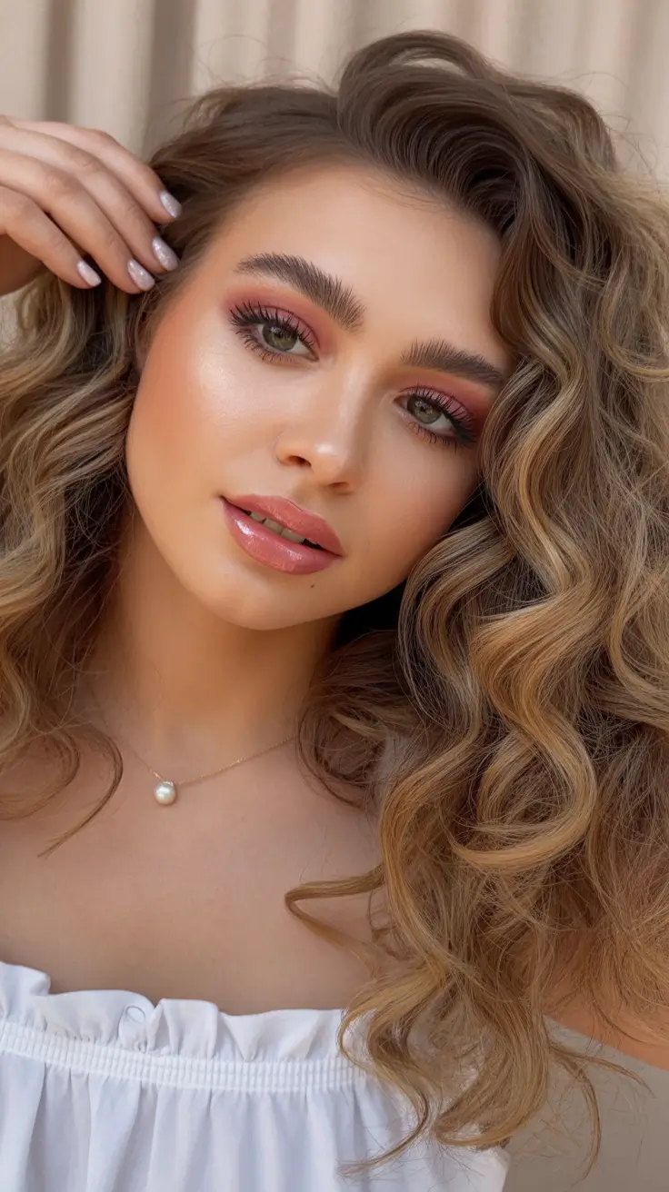 spring hair color warm skin tone Golden Beige Curls With Romantic Soft Glam