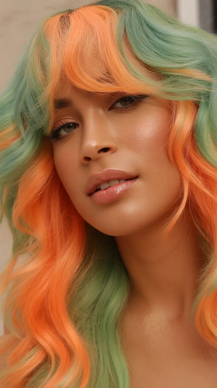 spring hair color warm skin tone Citrus Mint Color-Block Waves