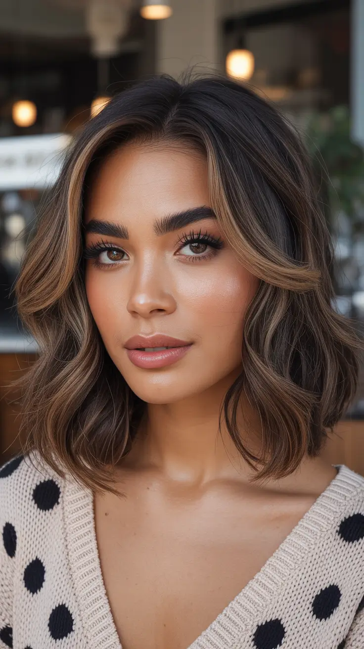 spring hair color warm skin tone Honey Mocha Bob With Soft Face-Framing