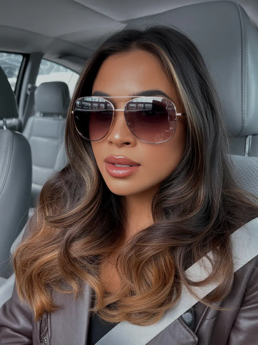 spring hair color warm skin tone Chocolate Melt With Caramel Ribbons