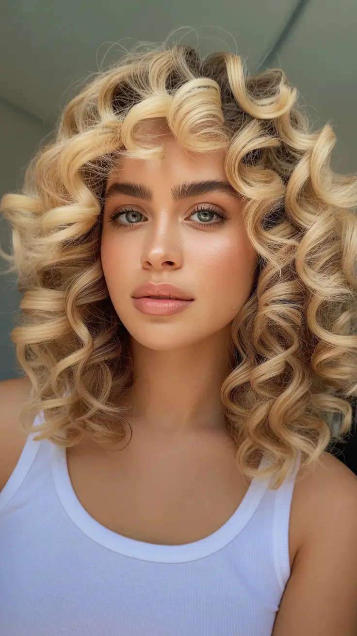 spring Hair Color Ideas to Look Younger Golden Voluminous Curls With Spring Light Reflection