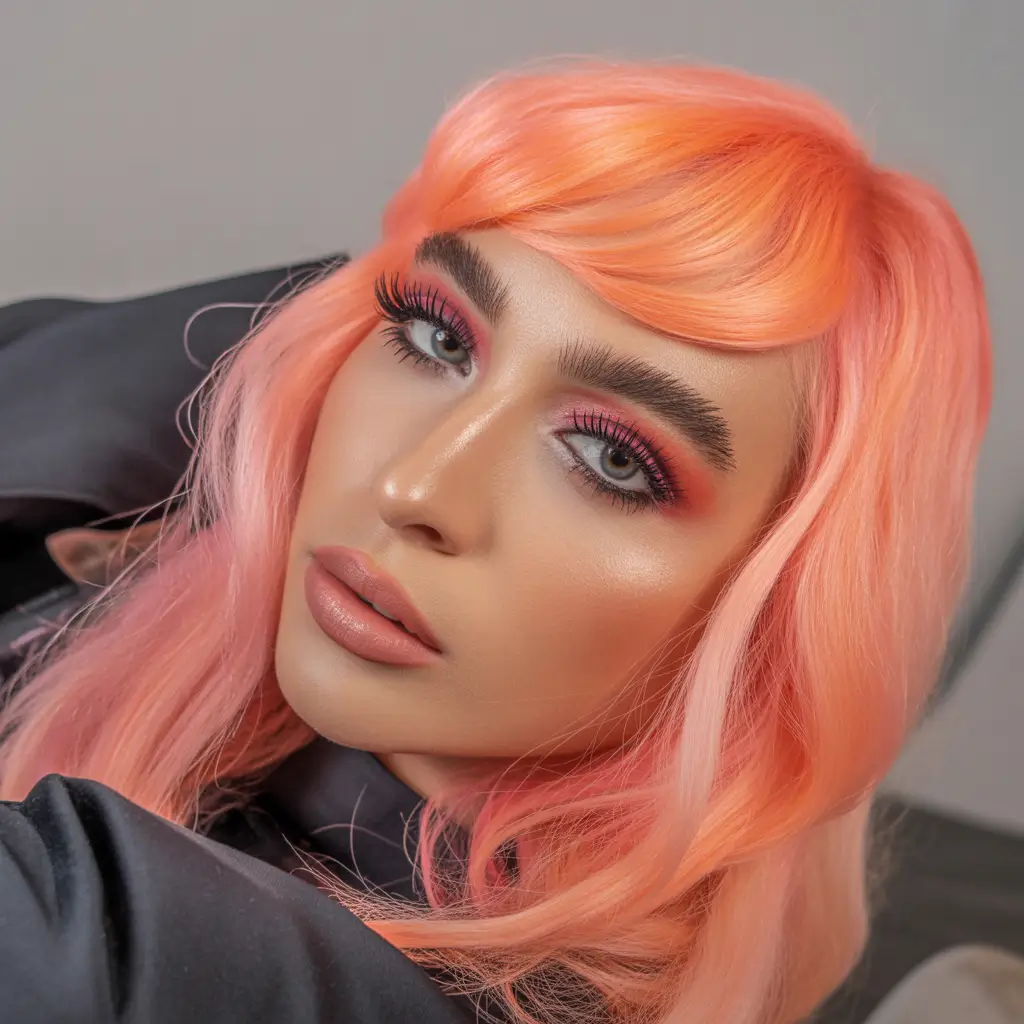 spring Hair Color Ideas to Look Younger Peach Coral Glow With Soft Volume