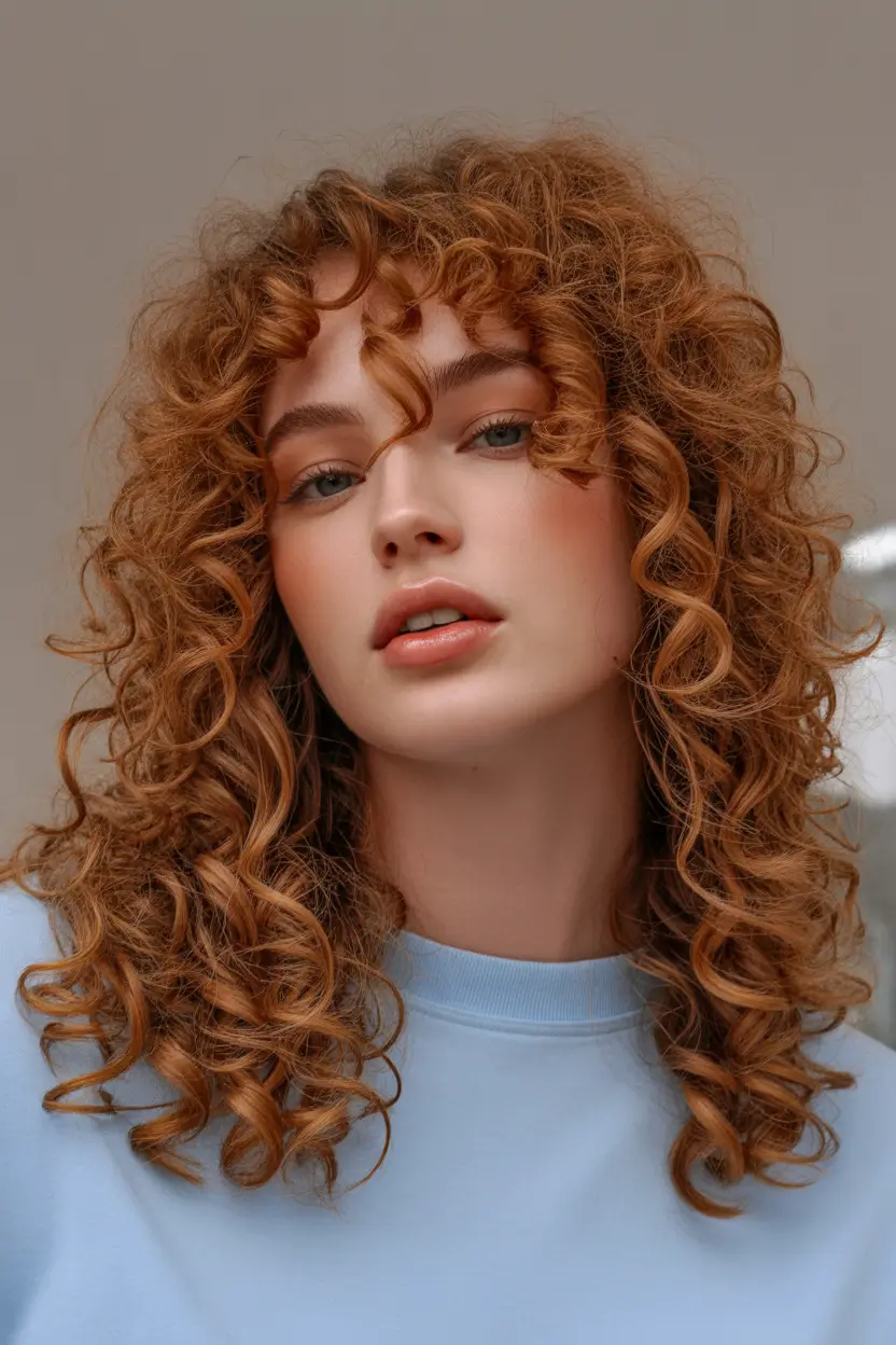 spring Hair Color Ideas to Look Younger Soft Copper Curly Volume For Natural Radiance