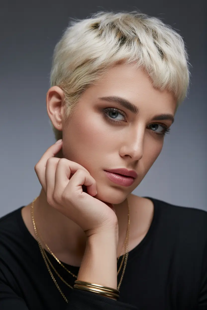 spring Hair Color Ideas to Look Younger Platinum Textured Pixie For Modern Minimalism