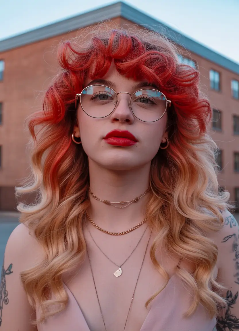 spring long haircut Modern Red Wolf Layers with Curly Texture