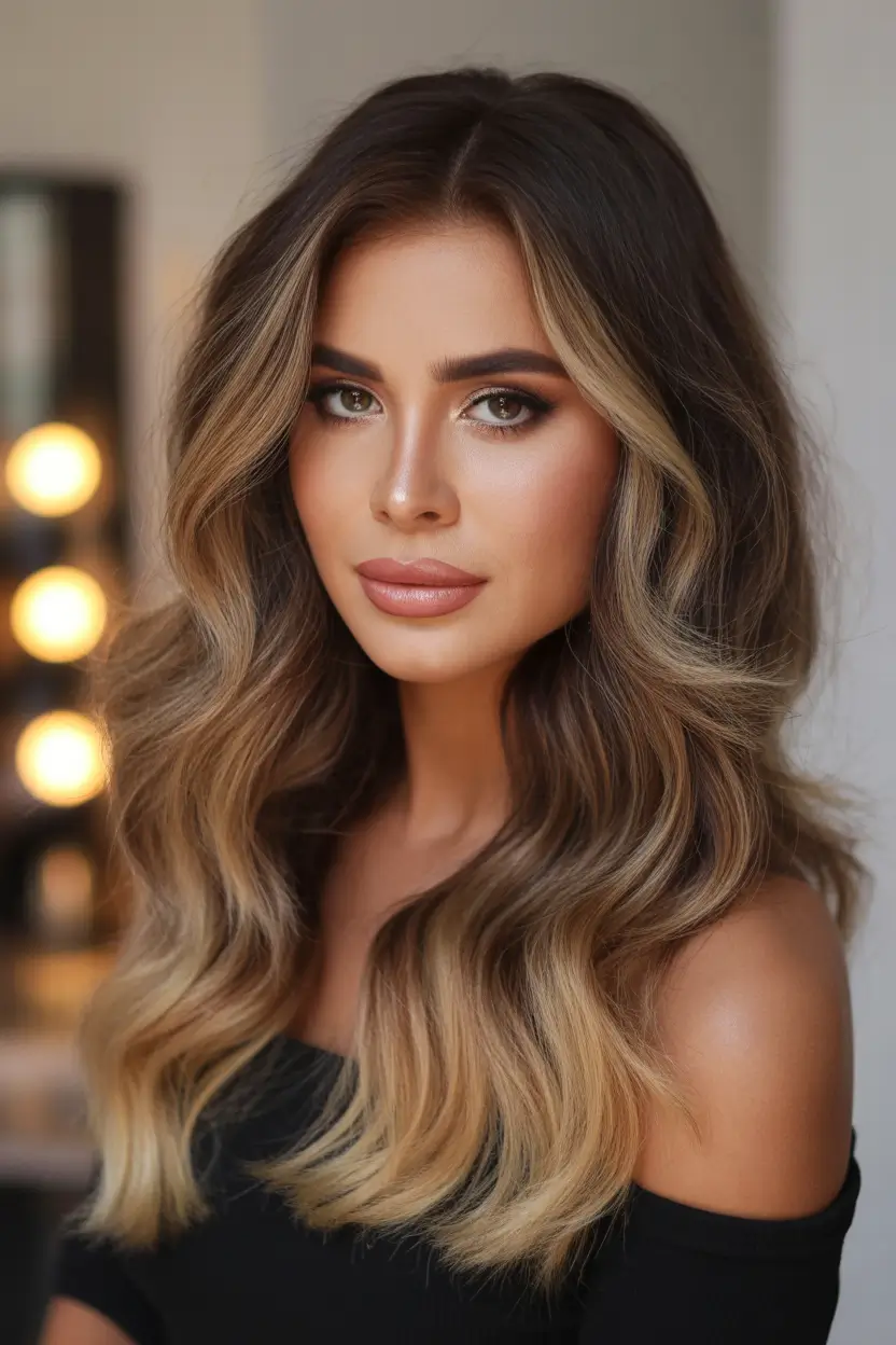 spring long haircut Soft Balayage Waves with Sculpted Volume