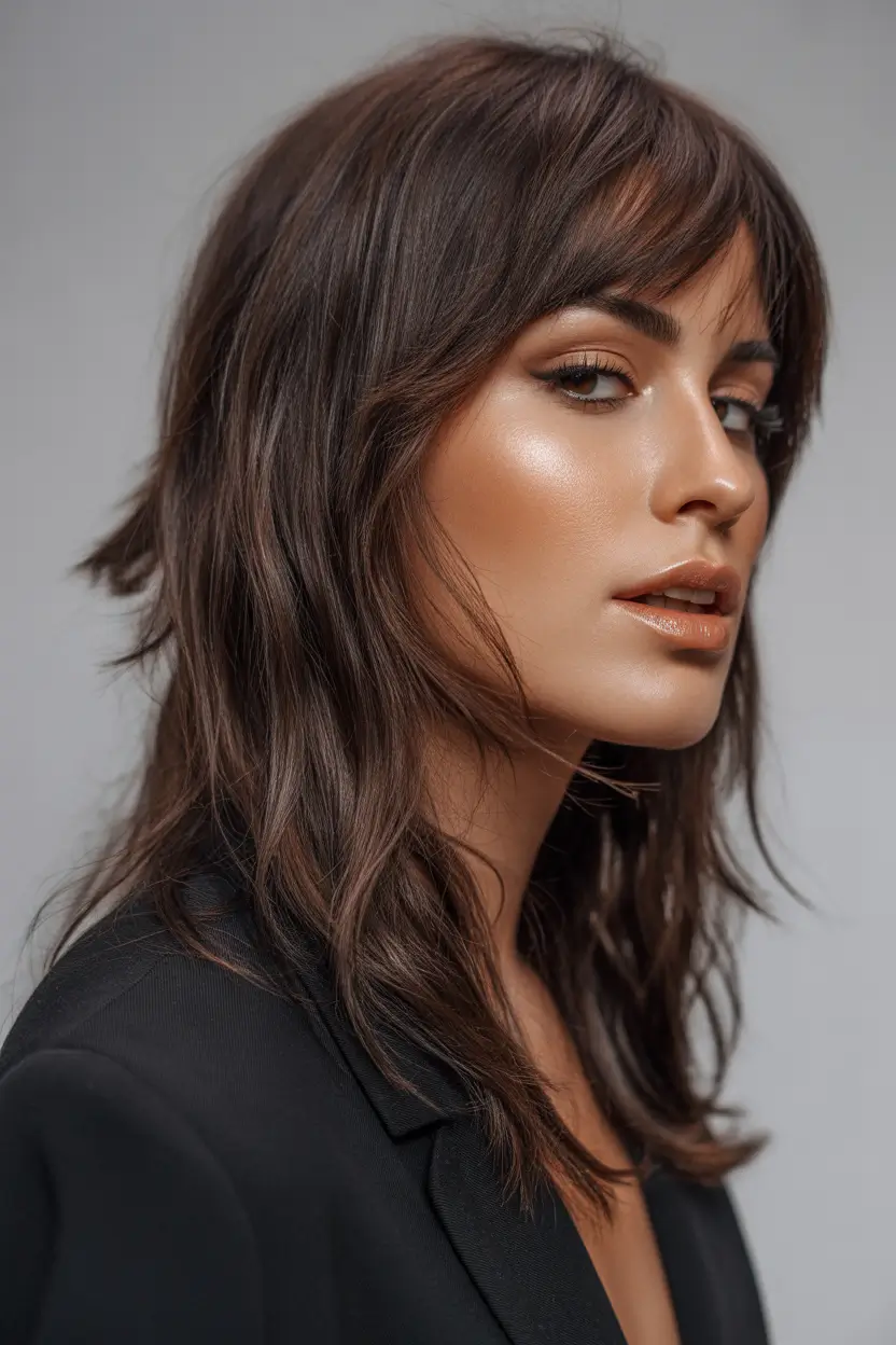 spring long haircut Textured Long Shag with Modern Wolf Energy