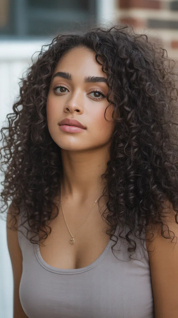 spring long haircut Natural Curly Volume with a Soft Rounded Shape