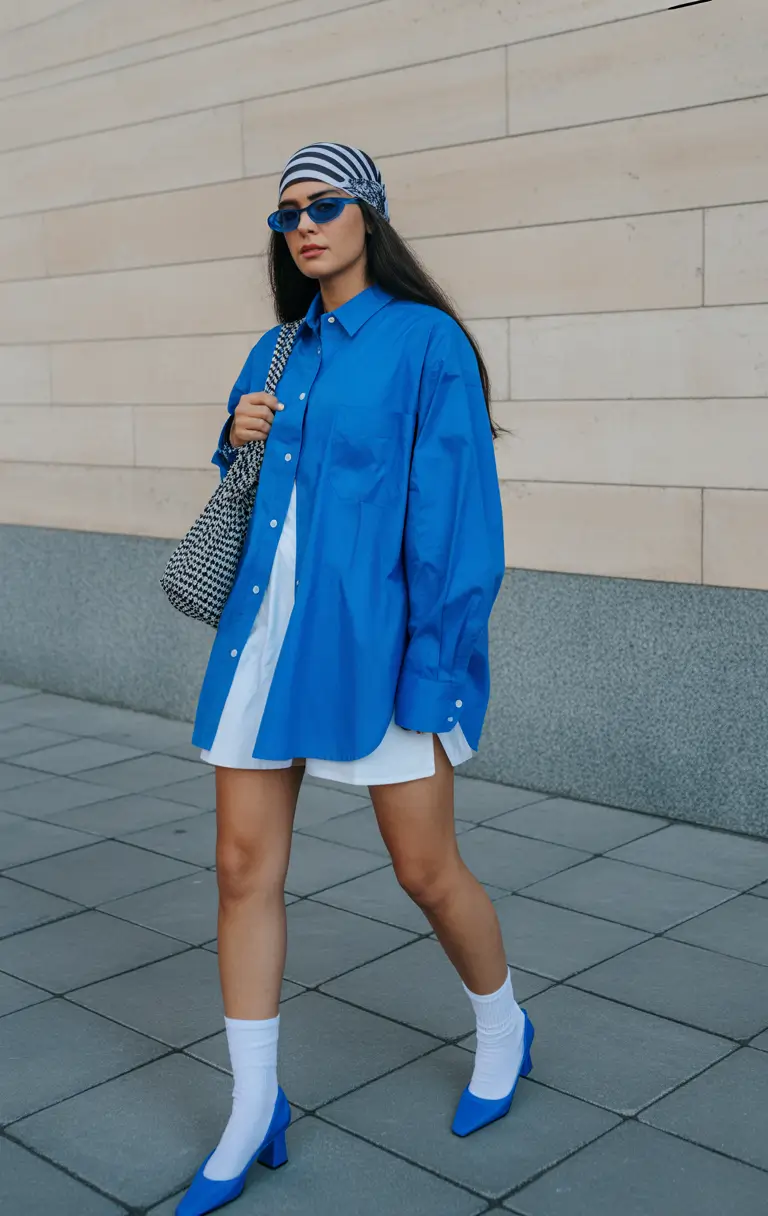 casual spring outfits Bold Blue Shirt Styling as Street Style Inspo for 2026