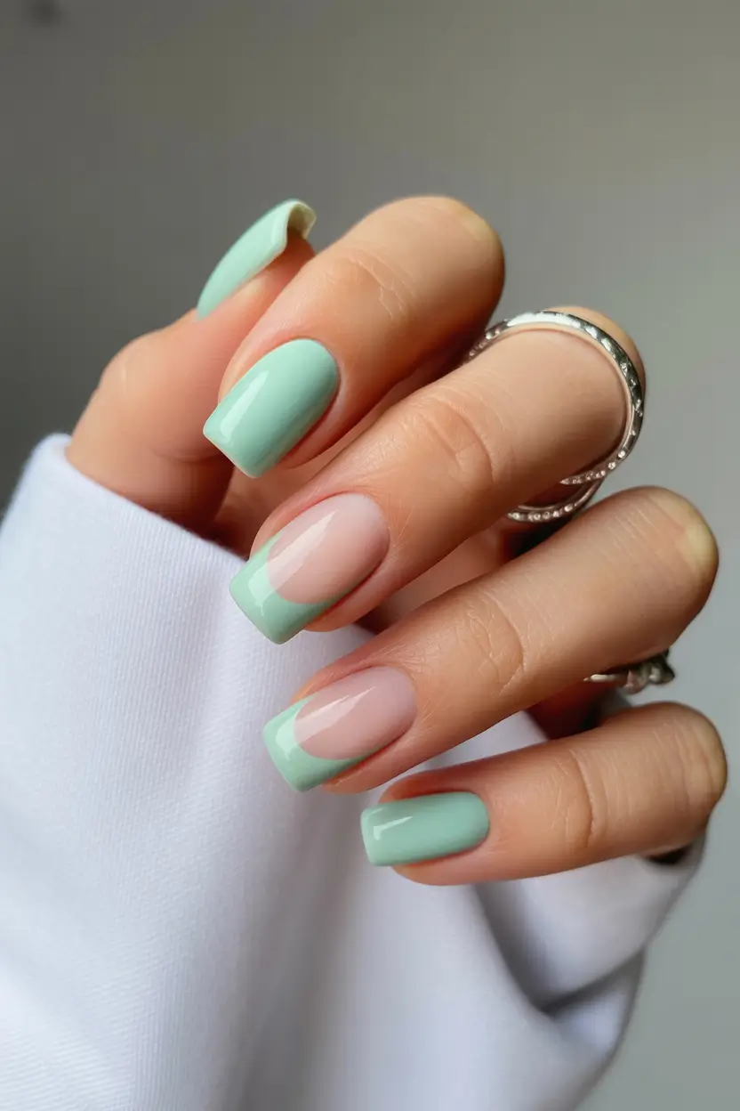 23 elegant colorful spring nails 2026 Mint French Revival That Feels Light and Playful