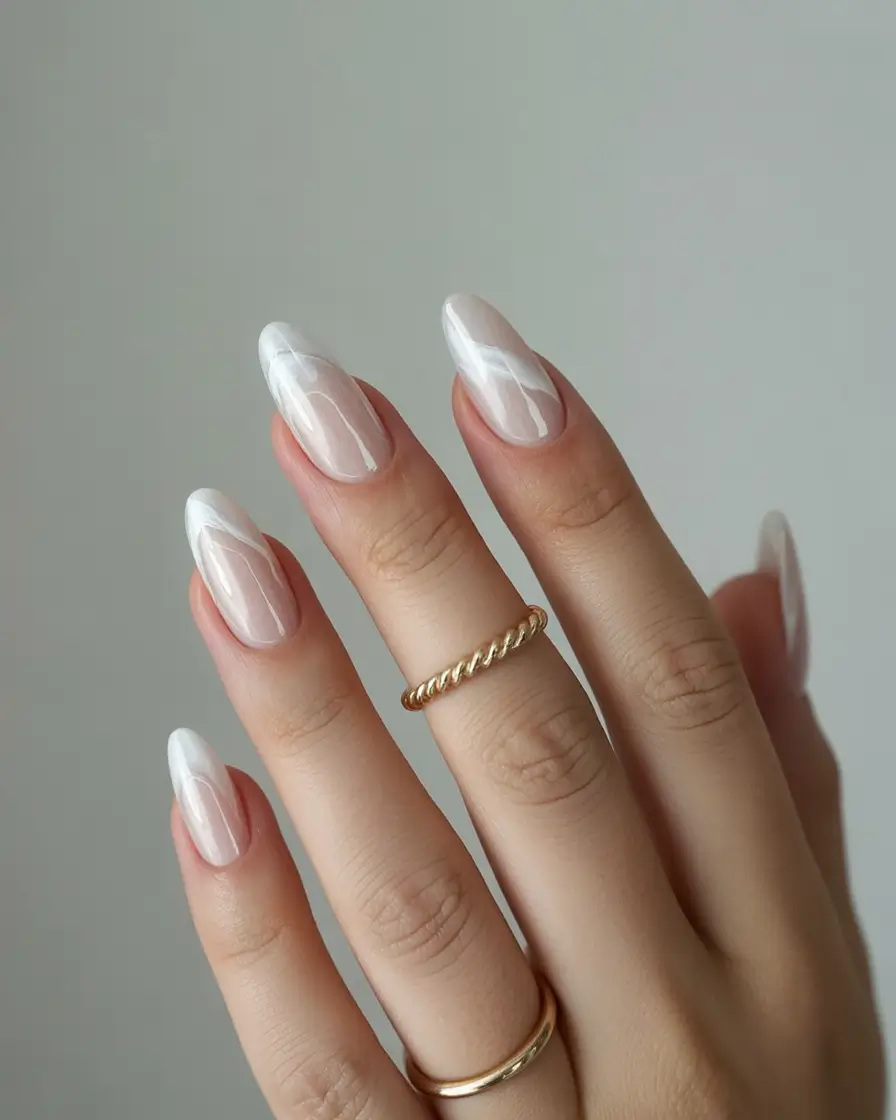 23 elegant colorful spring nails 2026 Milky White Sheer Nails for Soft Minimal Spring Beauty