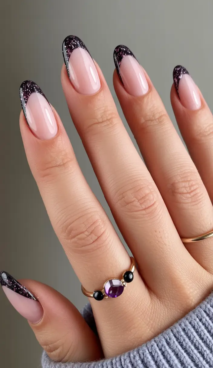 23 elegant colorful spring nails 2026 Soft Glitter French Tips for Subtle Evening Elegance