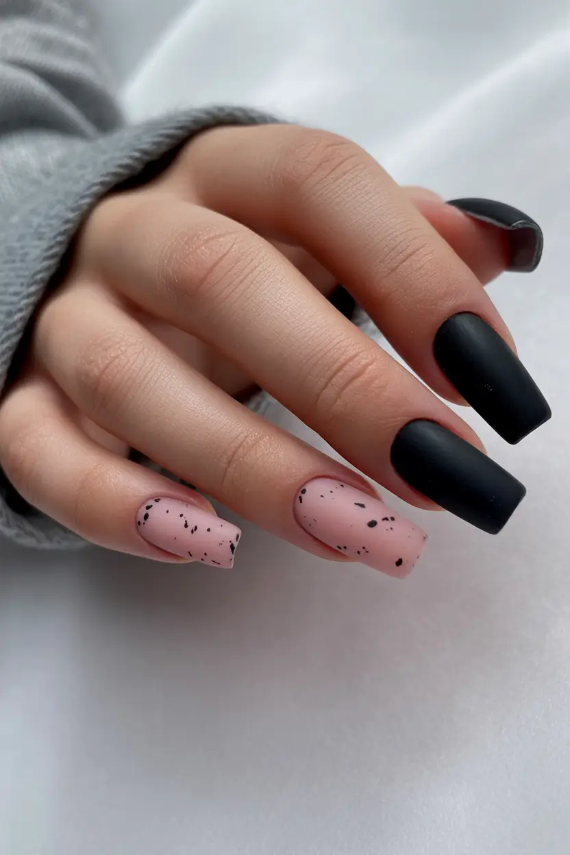 23 elegant colorful spring nails 2026 Modern Matte Contrast with Graphic Attitude