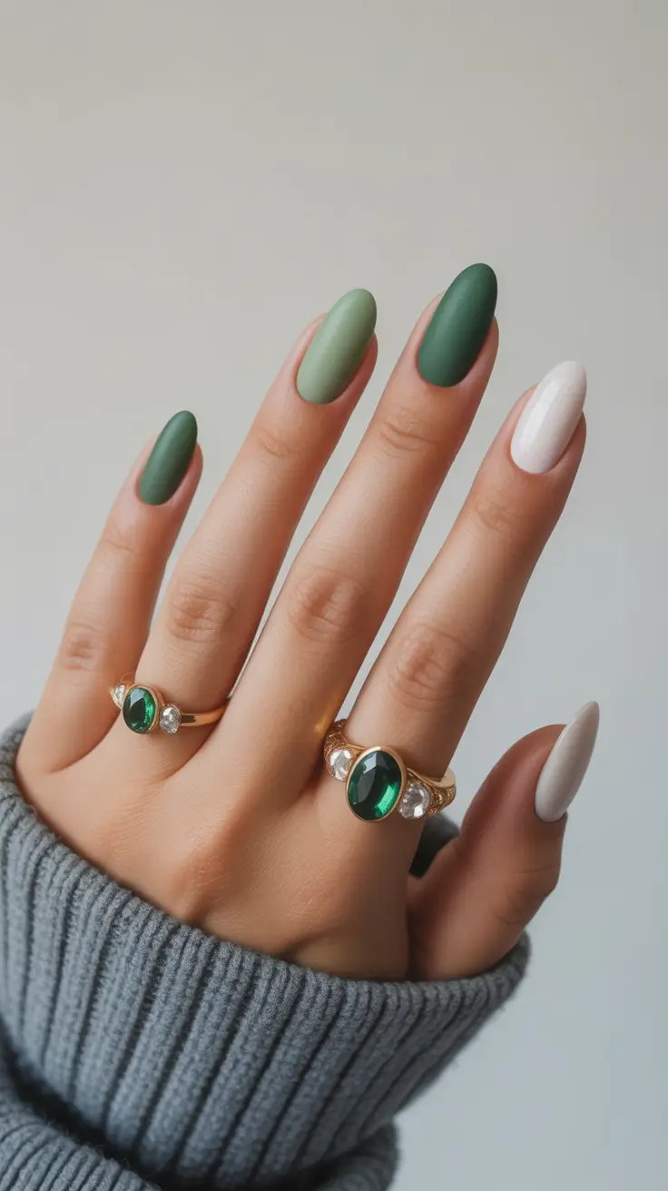 23 elegant colorful spring nails 2026 Earthy Green Palette for Effortless Everyday Elegance
