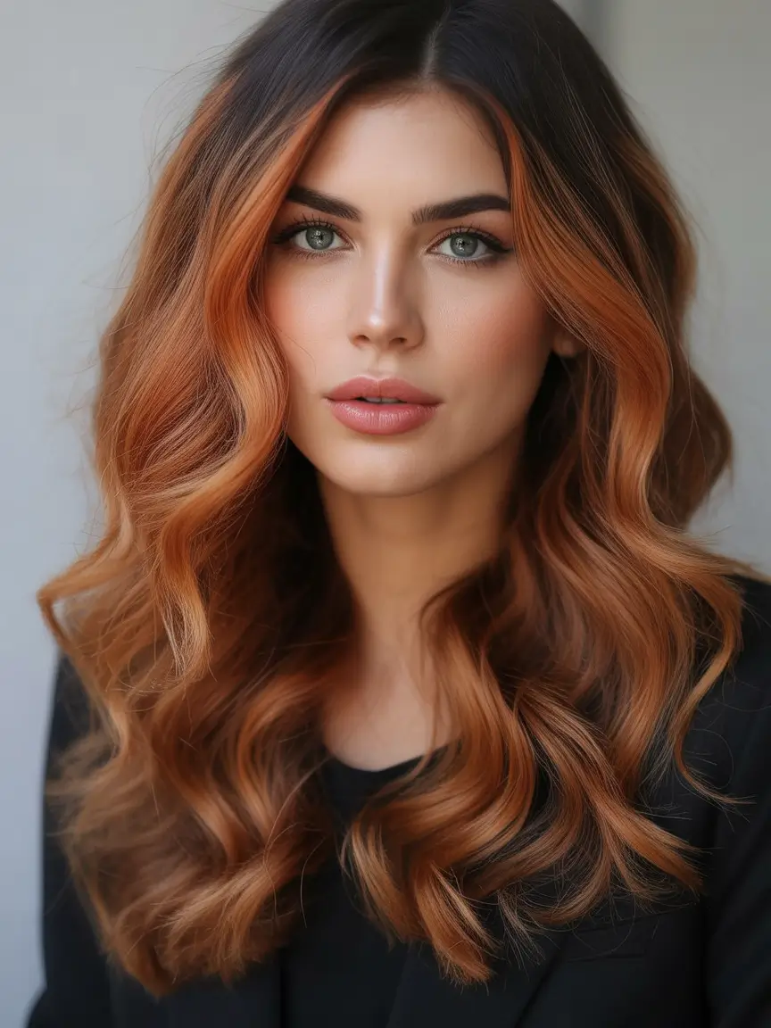 spring balayage hair color Warm Cinnamon Brunette Balayage With Luminous Caramel Flow