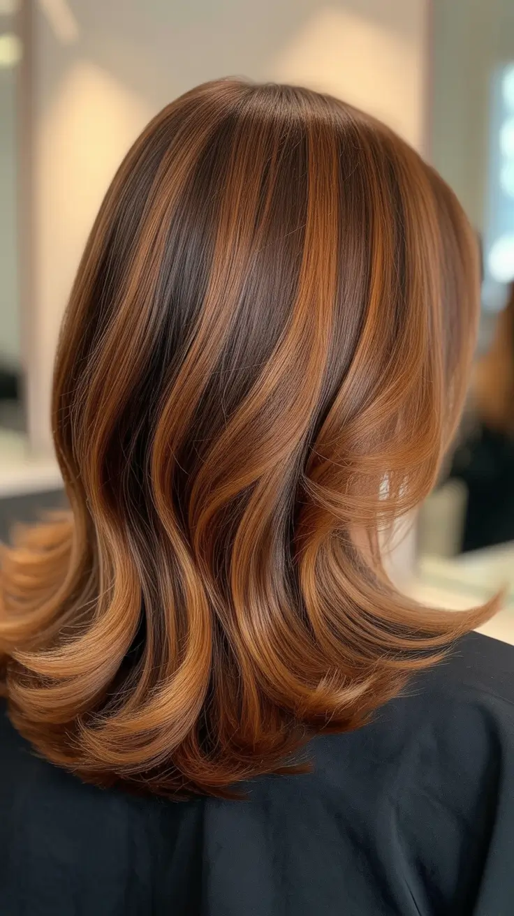 spring balayage hair color Soft Copper Brown Balayage With Natural Shine