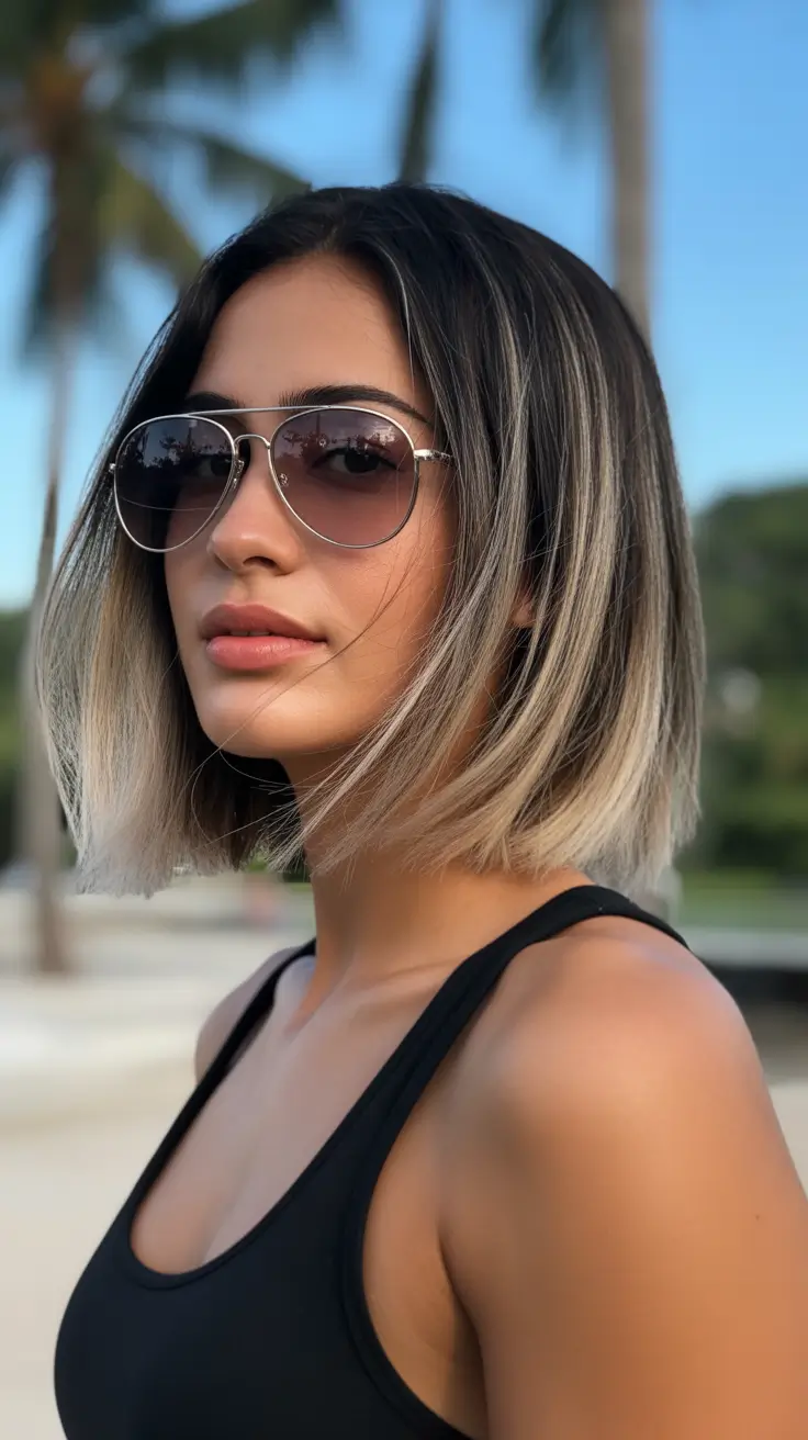 spring balayage hair color Minimalist Blonde Ombre Lob With Coastal Spring Energy