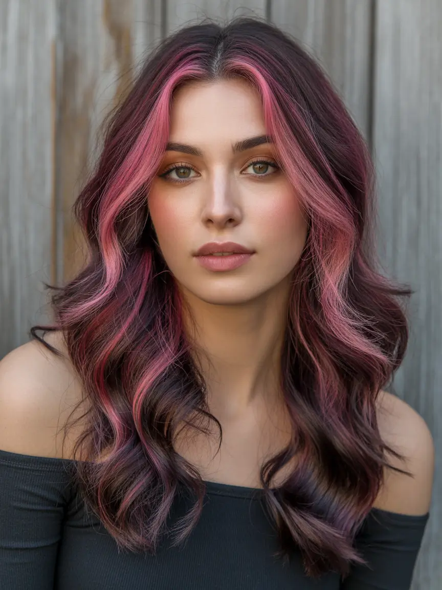 spring balayage hair color Romantic Pink Melt Balayage With Soft Feminine Depth