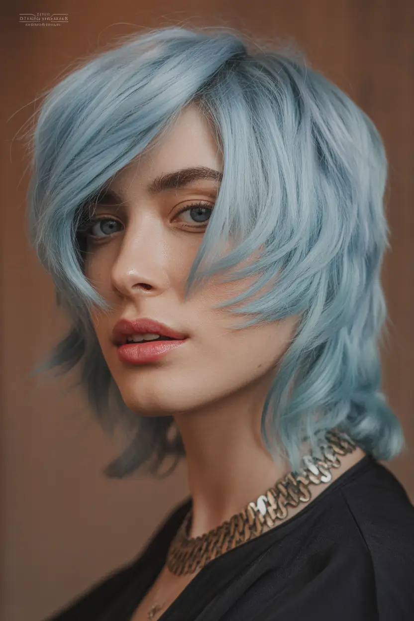 spring blonde hair color Icy Blue Blonde Shag with Airy Layered Movement