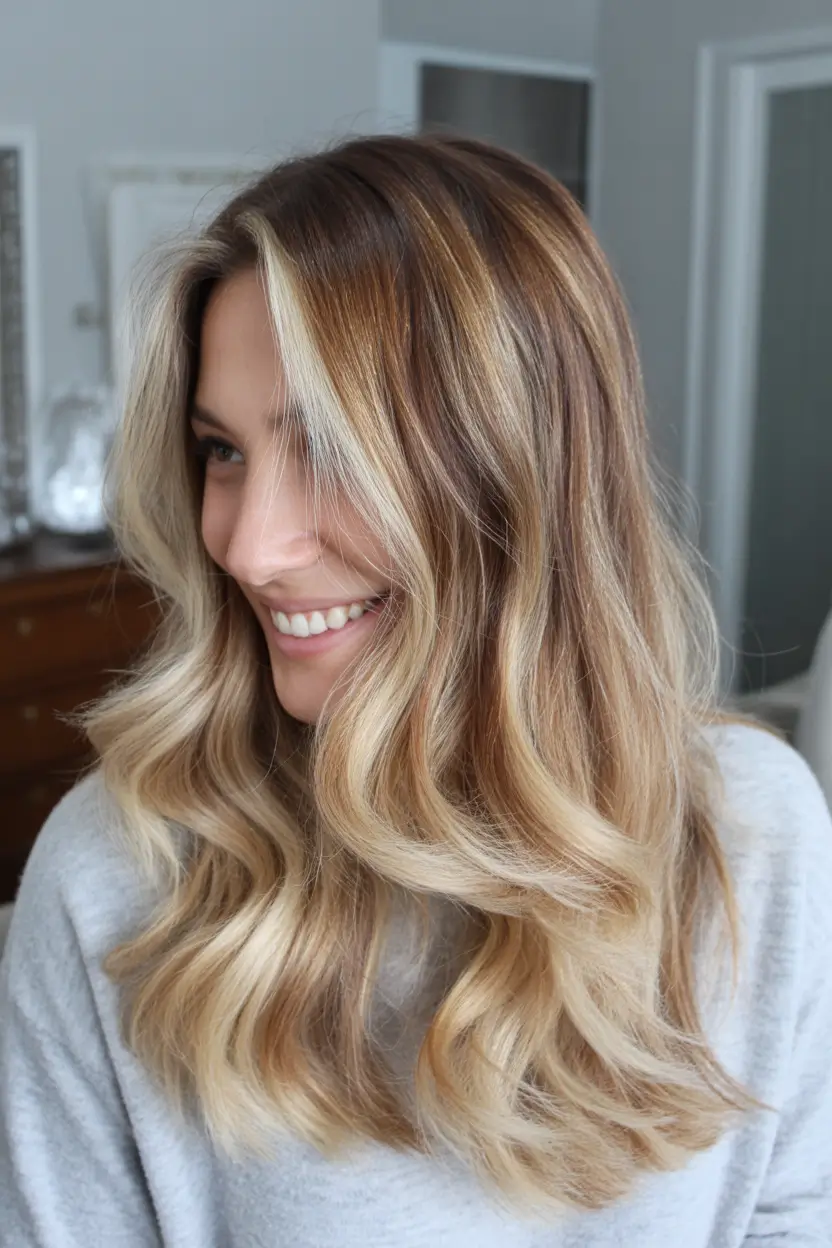 spring blonde hair color Warm Blonde Balayage with Sunlit Face Frame